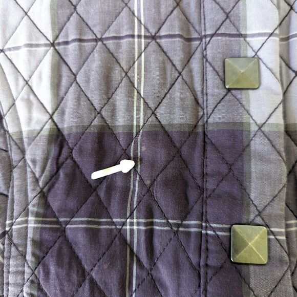 Christopher & Banks Purple Plaid Quilted Vest Size M Cotton Snap Button Lined - Picture 8 of 12
